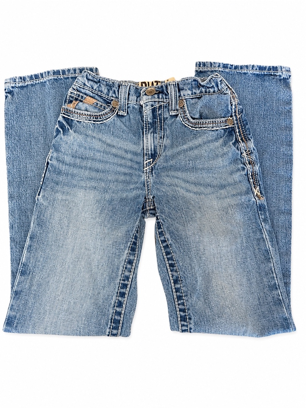 Ariat B4 Relaxed Boys Bootcut Jeans Adjustable Thick Stitch Medium Wash Denim 12